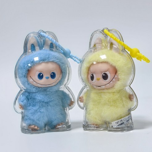 칠시 라부부 4세대 케이스 내 마음속 비밀번호 시리즈 인형 키링 케이스, 1개, 투명, 11.3cm