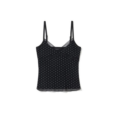 NOT4NERD W Polka Dot Lace Trim Sleeveless - Black