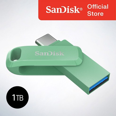 샌디스크 USB 메모리 DDC3 그린 C타입 OTG 3.2 대용량, 1TB, 1개