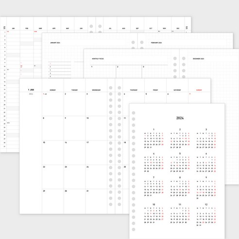 데이스테이션 6공 20공 A5 다이어리 속지 A5 2026 먼슬리, 분리형, 월시작