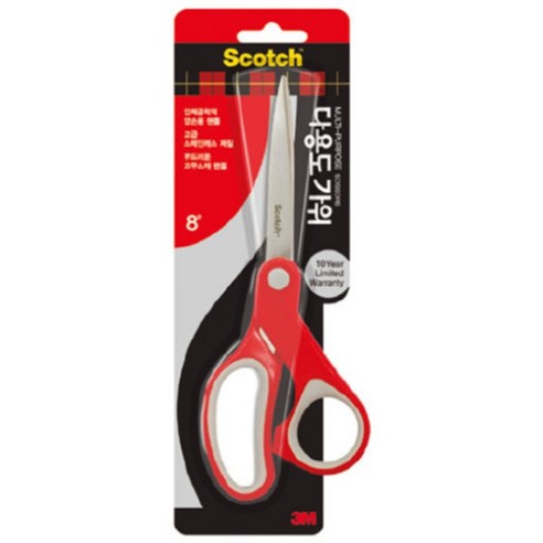 스카치 다용도 가위 대 20.3cm, 레드, 1개
