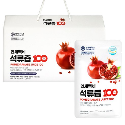 연세 생활건강 연세백세 석류즙 100 착즙 농축액 건강즙, 1박스, 2.1L