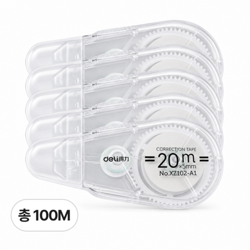 로렌드 대용량 무소음 수정테이프 20m x 5mm, 5개, 화이트