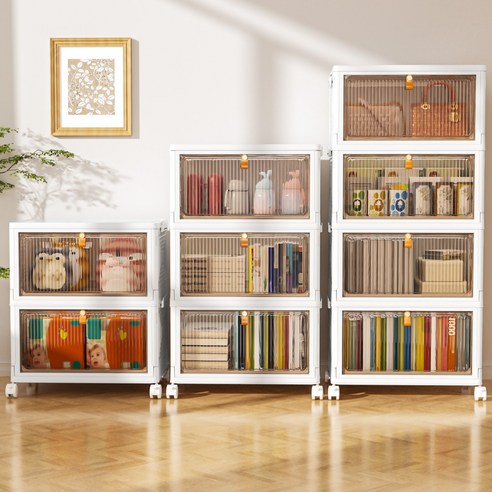 폴딩 대용량 리빙박스 수납장 후기 분석 - 이동식 바퀴 디테일