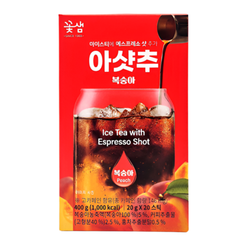 꽃샘 아샷추 복숭아 아이스티, 20g, 20개입, 1개