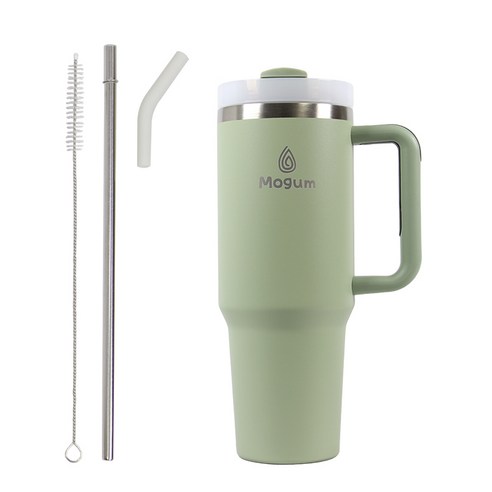 모굼 보온 보냉 대용량 손잡이 스텐 텀블러, 1개, 1200ml, 카키