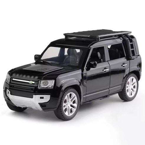 마이카 다이캐스트 금속 1:24 랜드로버 디펜더 모델 SUV 자동차 모형 피규어 장식, 03_블랙, 1개