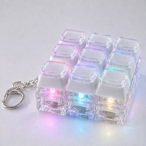 DIY 키캡 키링 LED 청축 딸깍이 피젯토이 키보드 스티커 만들기, 1개, 9구 화이트