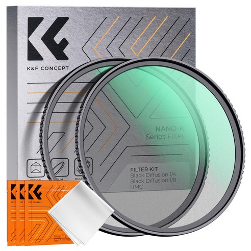 67mm K&F Black Mist 1/4 + 1/8 Filters Kit Black Diffusion 블랙 미스트 1/4 + 1/8 필터 키트 블랙 디퓨전, 1개 1개
