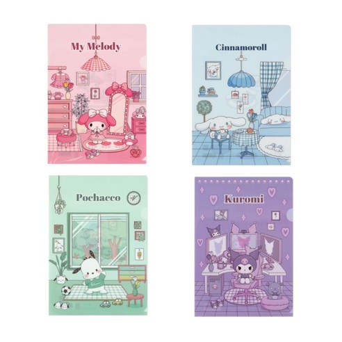 산리오 ROOM L자홀더파일, 시나모롤+쿠로미+포차코+마이멜로디, 1세트