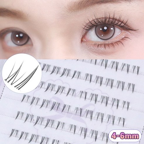 WooBerry 노글루 언더속눈썹 4-6mm 가닥 포인트 언더래쉬 풀 필요없는 아랫눈썹 100pcs, 1개, 언더05