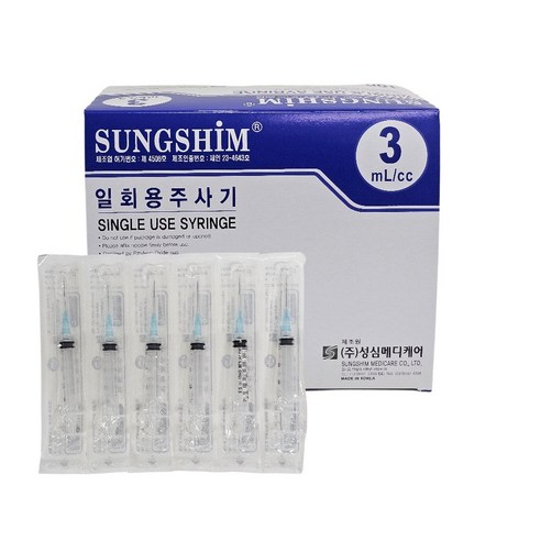 성심메디케어 멸균 일회용주사기 3CC 23G 25mm 100개입 의료용, 1박스