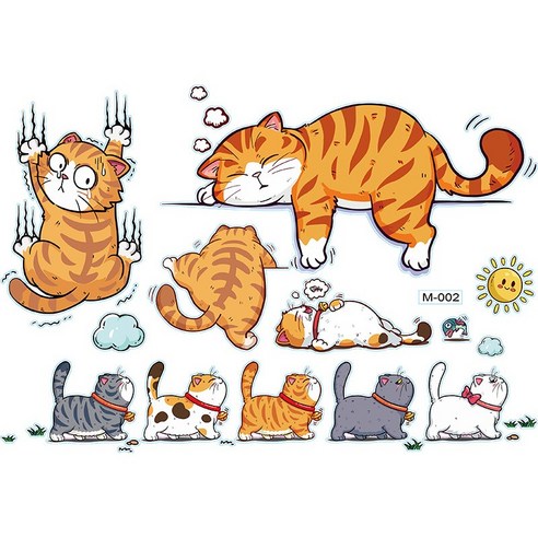 차량용 흠집 스티커 자동차 캠핑카 고양이 스티커 꾸미기, 1개, B세트