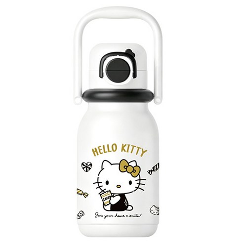StarR 고양이 캐릭터 자연 감성 듀얼 음용 보온 주전자 6825, 블랙 + 화이트, 1개, 640ml