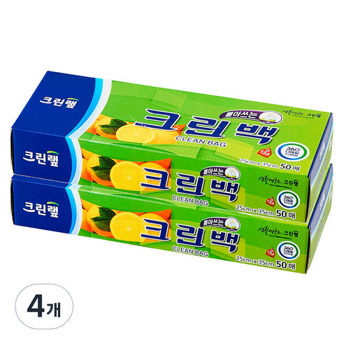 크린랩 크린백 25cm x 35cm, 중(M), 50개입, 4개