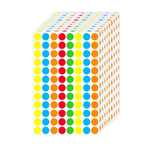 960PCS 5색상 원형 도트 스티커 15mm, 1세트, (S5102) 960점