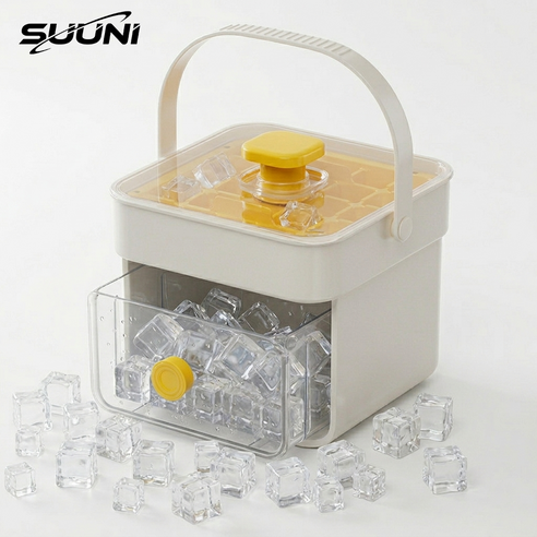 SUUNI 대박 간편! 핸들형 푸쉬 얼음틀 (보관까지 한번에), 1개, 흰색