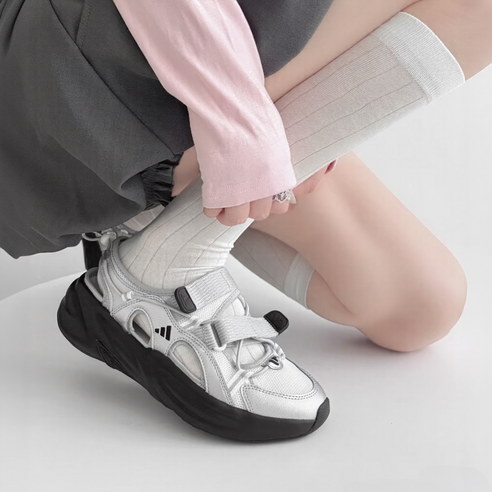 아디다스 샌들 여성 실버 스트랩 메리제인 오즈웨이브 스니커즈 COCOBLANK양말포함