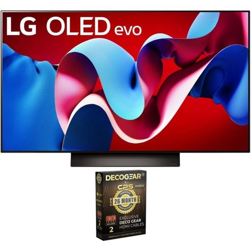 LG OLED48C3PUA OLED evo C3 48인치 HDR 4K 스마트 TV 2023 번들 세트 디코 기어 HDMI 20 케이블 x2 순수 구리 도체 + CPS 독점 26, 48 Inch, OLED C4