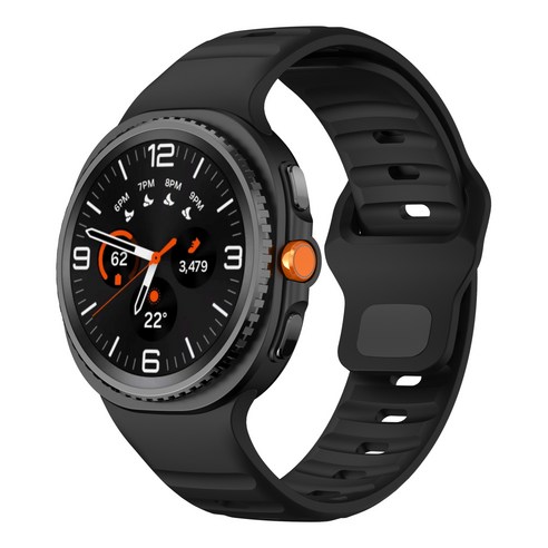 갤럭시워치 8 40mm 44mm 클래식 46mm 호환 마린 물결무늬 스포츠 스트랩 실리콘 갤럭시워치8 44mm 밴드, 블랙