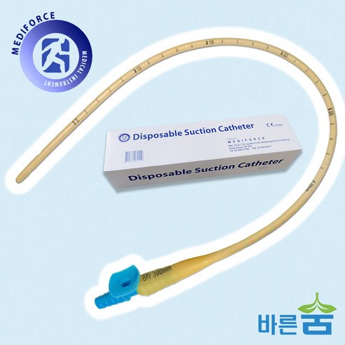 메디포스 석션카테터 2홀 밸브 50개/ 라텍스 8FR 10FR 12FR 14FR 16FR 다양한 사이즈, 8FR(50개입), 1개