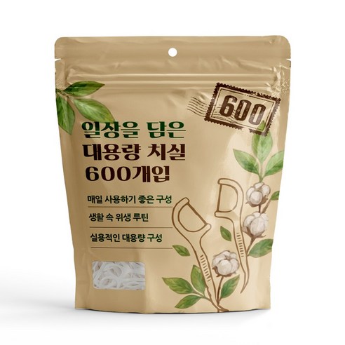 일상을 담은 일회용 치실 고강도 휴대용 대용량, 1개, 600개입, 19mm
