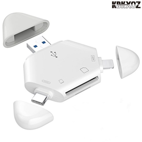 KBKXOZ TF 카드 리더기 멀티 호환 애플 아이폰 / Type-C USB 컴퓨터 / 안드로이드 태블릿 / 카메라 지원, 1개, 흰색, S1