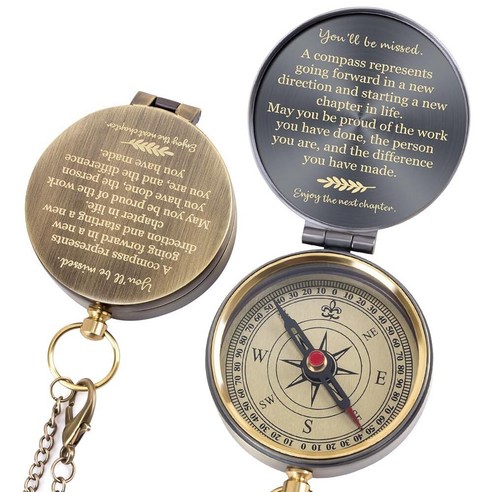 Engraved Brass Compass Retirement Gift for Men Women – “You’ll Be ...