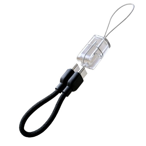 65W PD C to C 초고속 휴대용 충전 케이블 열쇠고리 데이터 케이블 나일론 편직, 1개, 블랙, 20cm