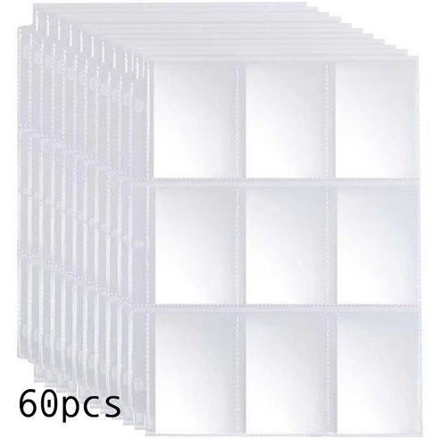 하이하바 3공 9포켓 단면 리필 속지 225 x 296 mm 투명 10개입, 60개, 1매입