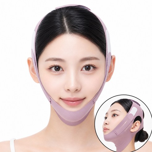 숨은 턱살 실종 이중턱 V라인 얼굴 리프팅 밴드, 1개, 퍼플