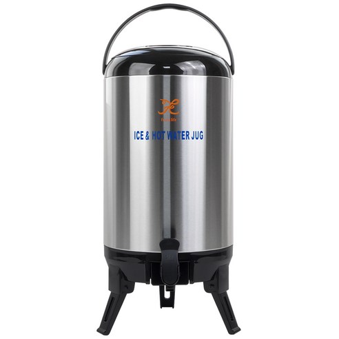키친왕 보온보냉 물통 워터저그, 블랙+실버, 10L, 1개