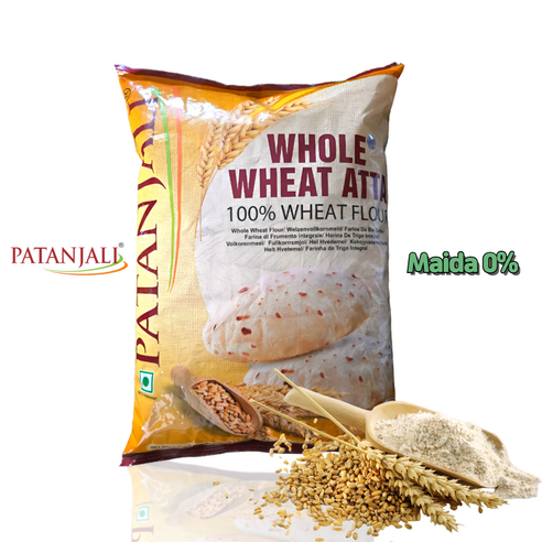 Patanjali WHOLE WHEAT ATTA (통 밀가루), 1개, 5kg