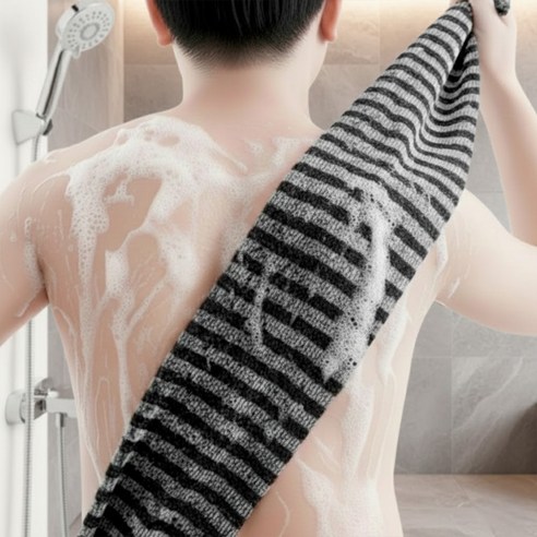 원앤모어 강력 각질제거 와이드 샤워타올 때수건 때타올, 시크 블랙, 1개, 1개입