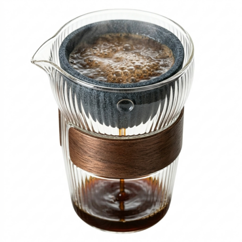 YITUMU 미세다공성 세라믹 핸드드립 커피 드리퍼 세트+막힘 방지 청소 펌프, 단품, 1세트, 400ml