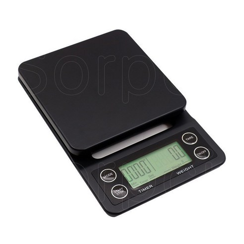 가정용 디지털 주방 전자 타이머 커피 저울 0.1g, 배터리형, 블랙, 1kg