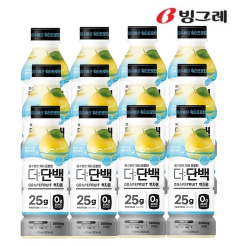 빙그레 더단백 워터프로틴 백자몽, 400ml, 12개