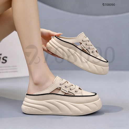 708090 여름 캐주얼 슬립온 여성 통굽 하프 슬리퍼