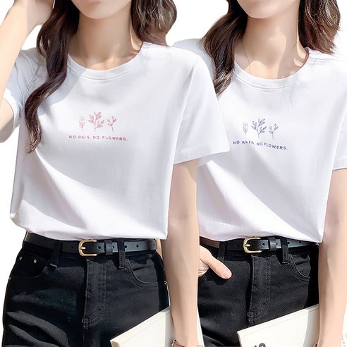 희야홈 여성 여름 반팔 면티 티셔츠 2장세트 이미지 3