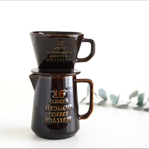 스튜디오엠 커피 로스터스 드리퍼 커피 추출기 (3색상 선택), 브라운, 1개, 370ml