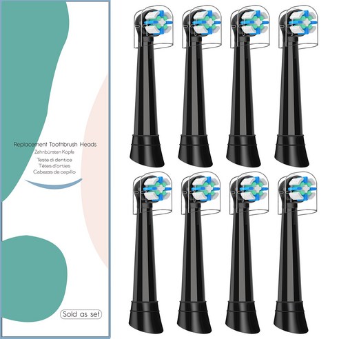 전동칫솔 교체 헤드 호환 Oral B io 3/4/5/6/7/8/9/10 시리즈 전동칫솔, 8개, Black, ST137-1