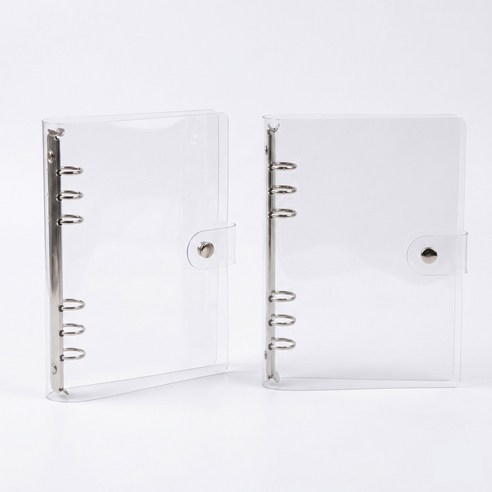 투명 6공 PVC 포카 다이어리 바인더 커버 (자 포함), 2개, A5(자 1개포함)