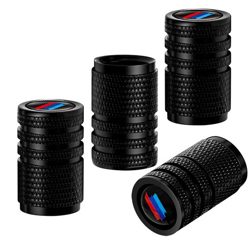 BMW M 퍼포먼스 타이어 밸브캡 4P 세트 알루미늄 에어밸브 캡 휠 튜닝 악세사리 누수방지, 블랙, 4개