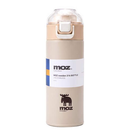 MOZ 스웨덴 텀블러 포스코 316 스텐 원터치 손잡이 보온보냉병 보온텀블러, 1개, 400ml, 오트밀베이지