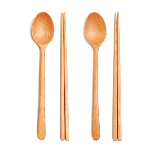이신공방 국산 천연오일 내추럴 나무수저 려 (케이스포함), 내추럴색상, 2세트, 려 (수저 세트)