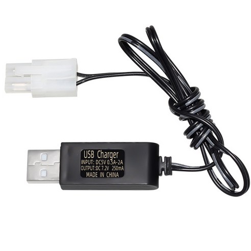 올칩 7.2V KET-2P USB RC카 드론 보트 호환 충전 케이블 리튬 배터리용 충전기 과충전 과전압 보호 장난감 전자기기, 1개, (KET-2P) 7.2v USB충전기(블랙)