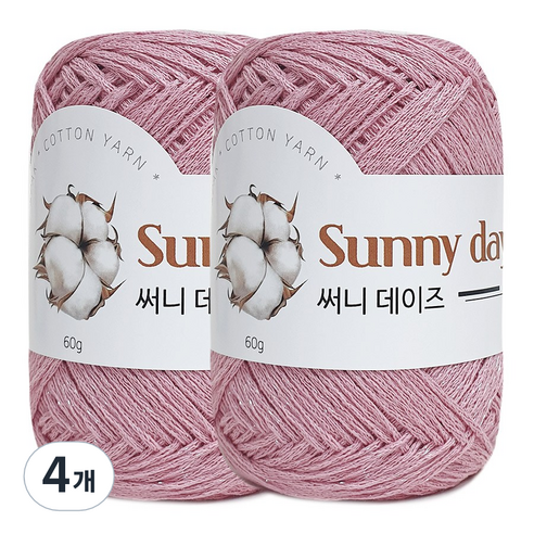니뜨 써니 데이즈 실 60g, 02 인디핑크, 4개