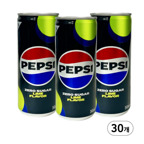 펩시콜라 제로 슈가 라임 업소용, 245ml, 30개
