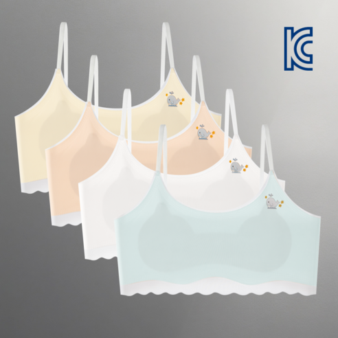 BDYP 주니어 1단계 브라 초등학생 얇은끈 부담없는 첫브라 4종세트