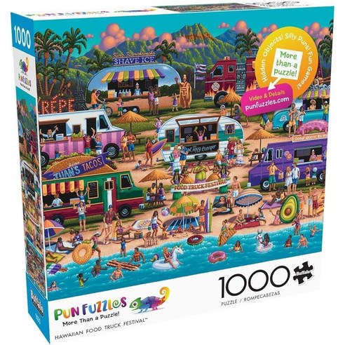 Buffalo Games - Pun Fuzzles - 하와이안 푸드 트럭 페스티벌 - 성인용 1000피스 직소 퍼즐 - 게임 ...